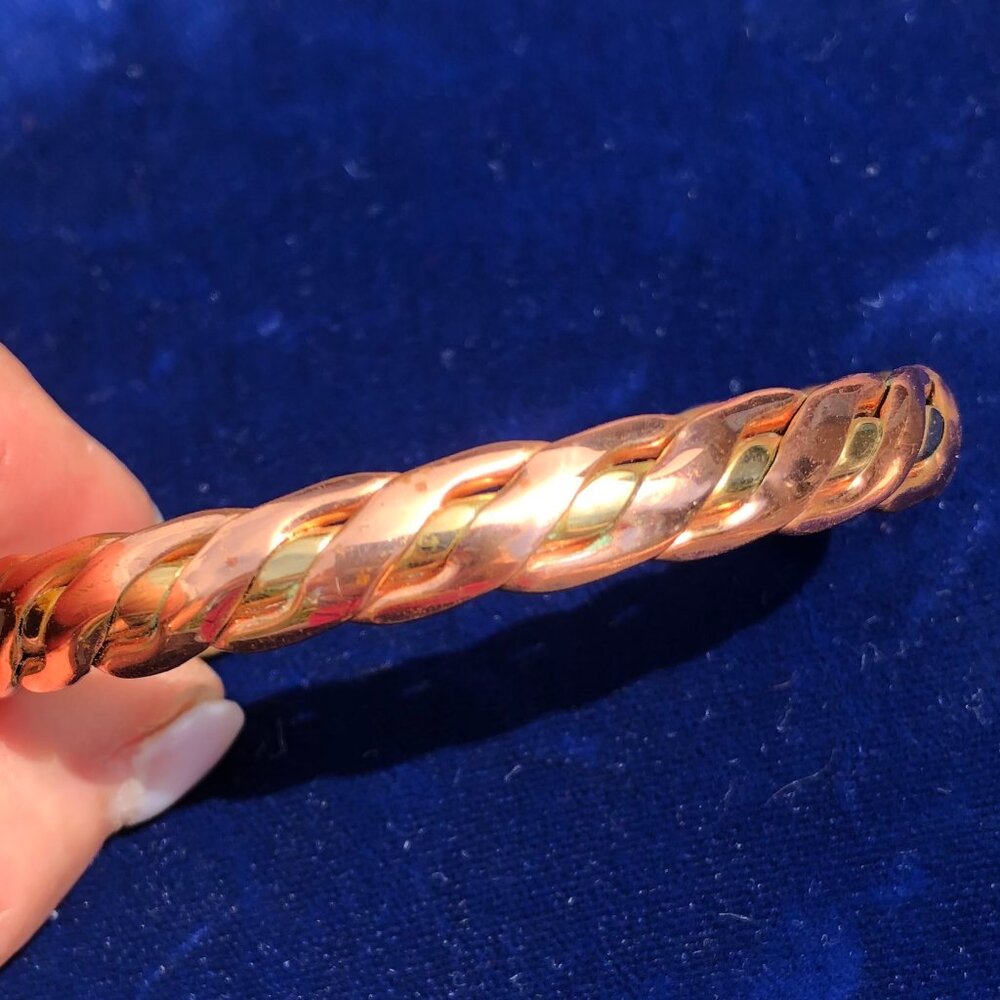 Chunky Braided Copper Cuff Bracelet Vintage  Heavy 22g adjustable